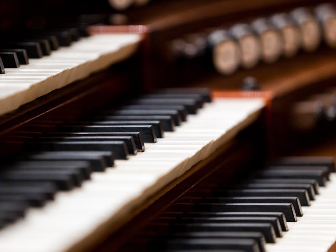 Close-up of organ keys