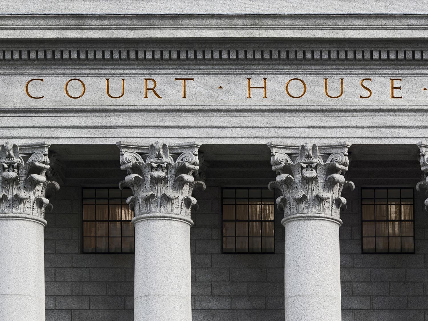 The pillars in front of a court house