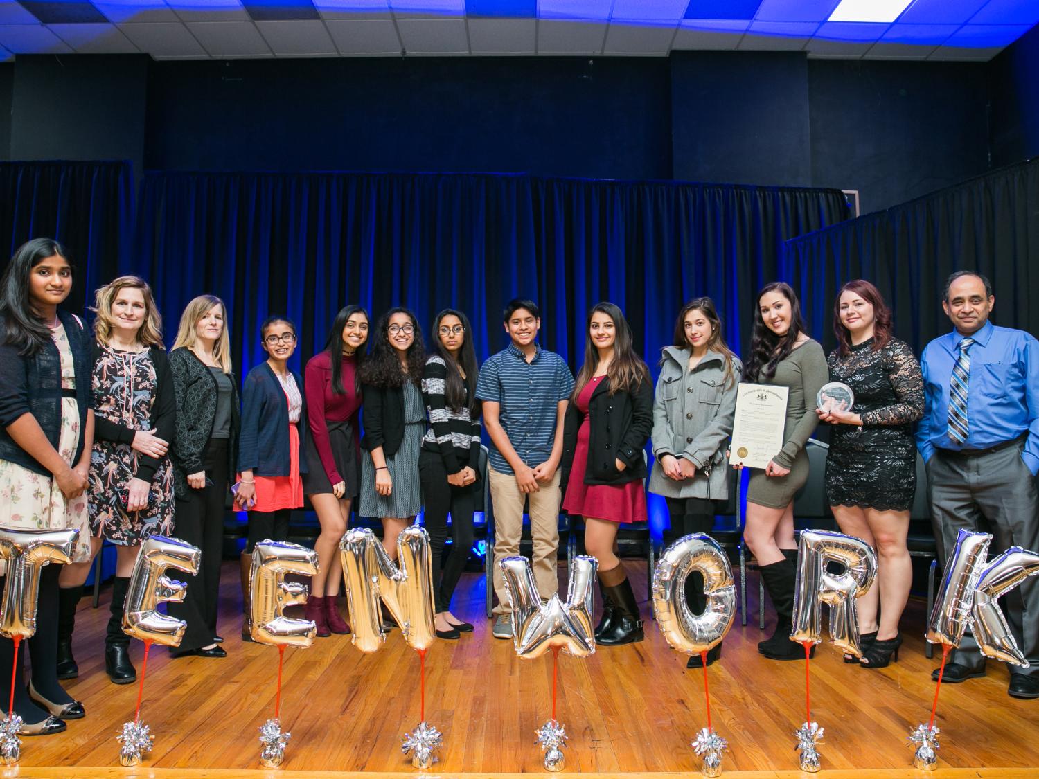 Group of volunteers at awards dinner