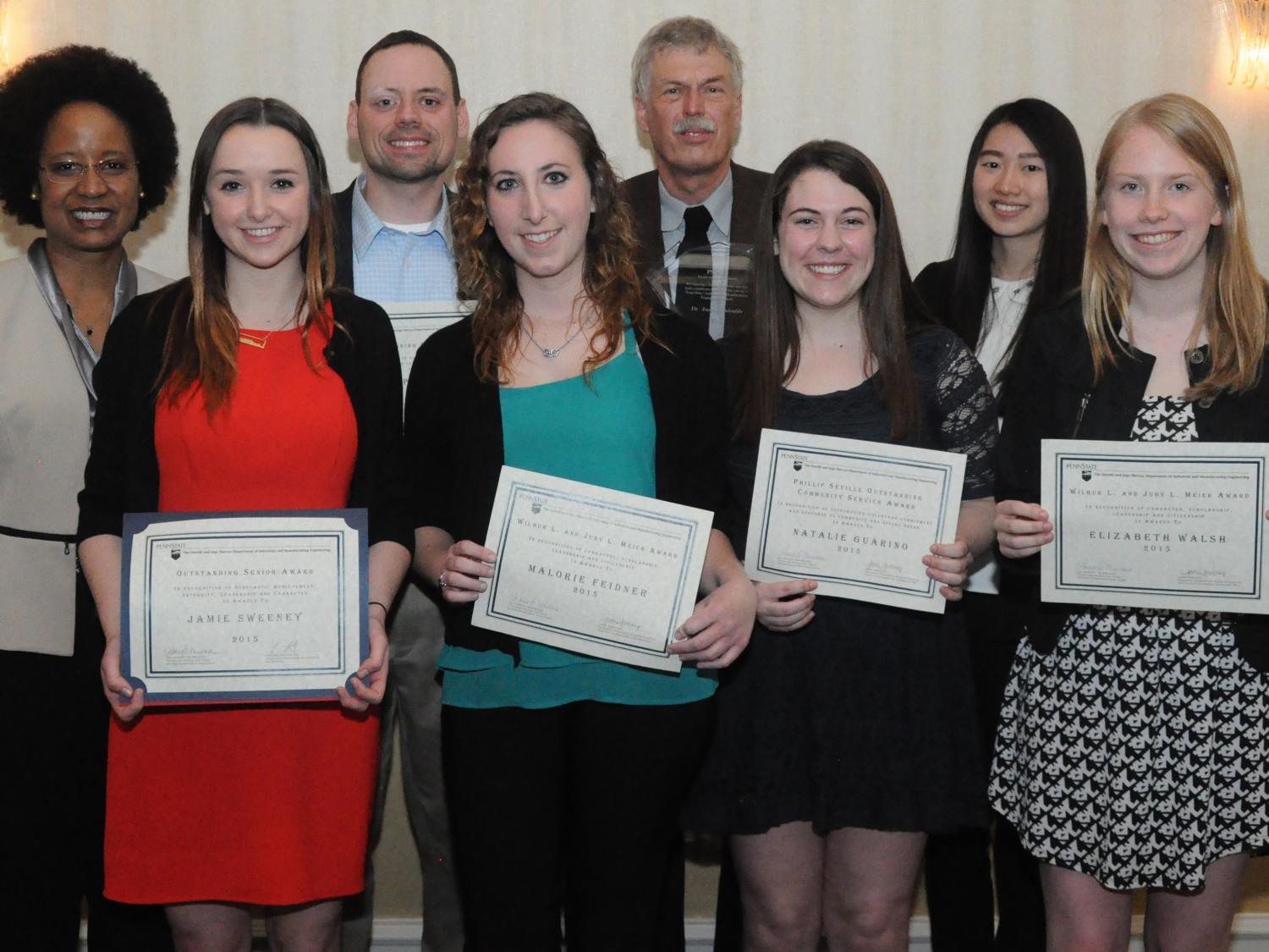 Recipients of awards at the 2015 Industrial Engineering Banquet