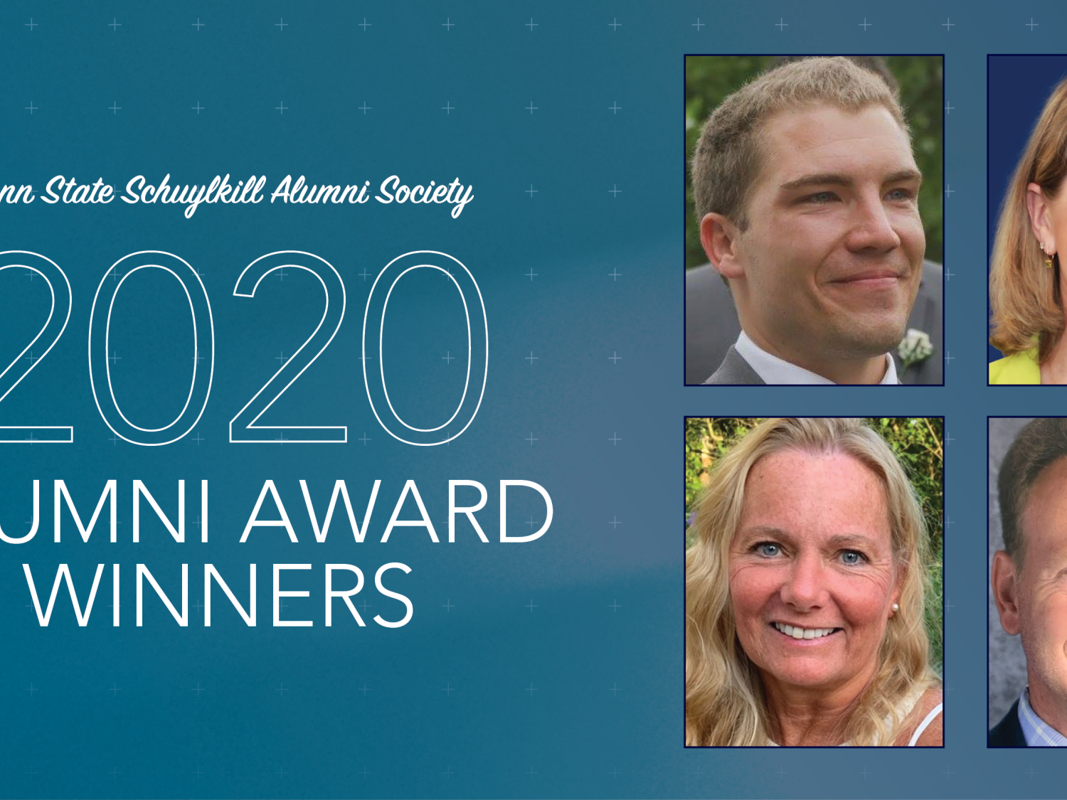 A graphic image for Alumni Awards featuring the headshots of the winners in a grid.