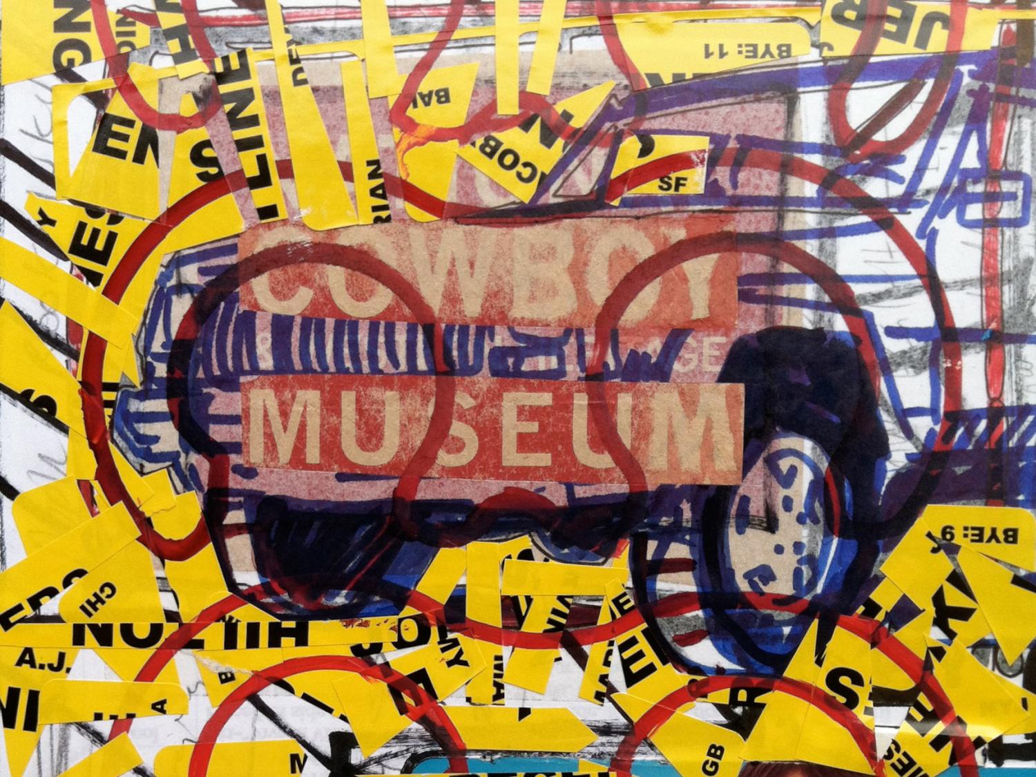 A mixed material piece of artwork 