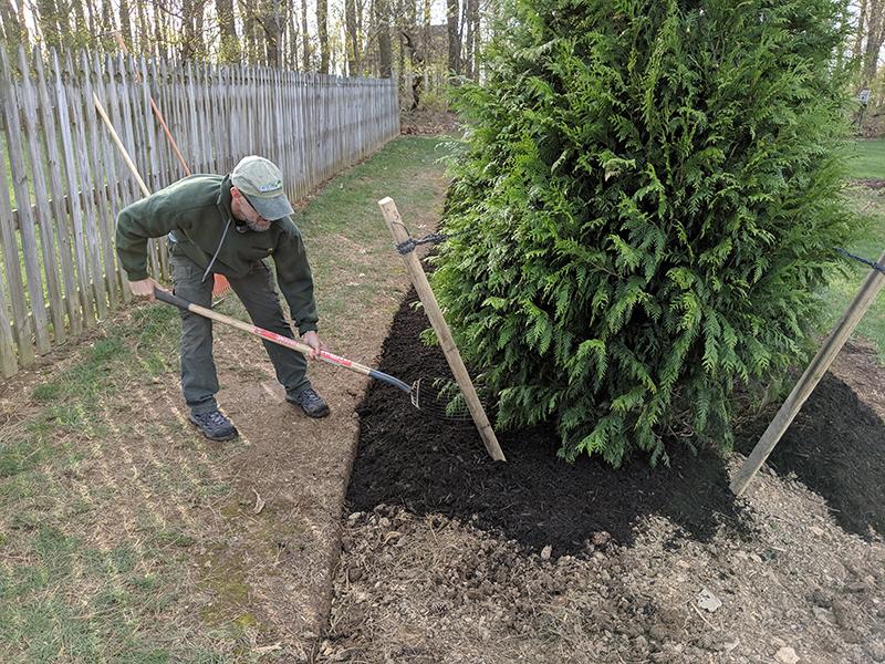 applying mulch