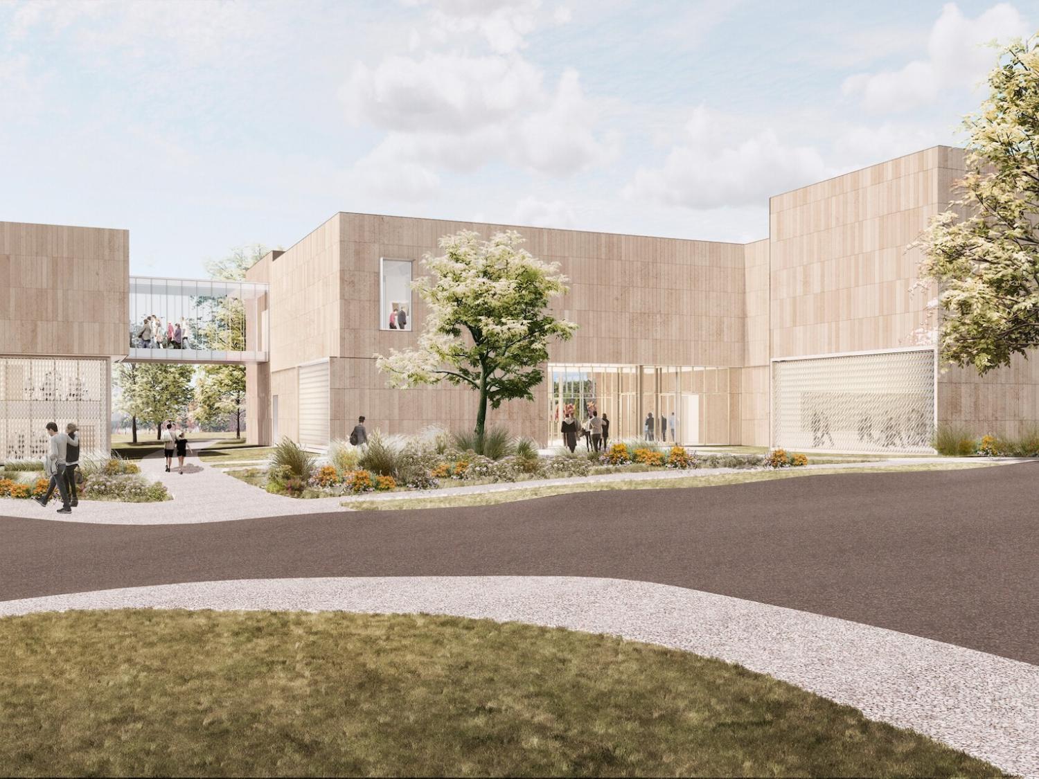 Rendering of new Palmer Musuem's entry plaza