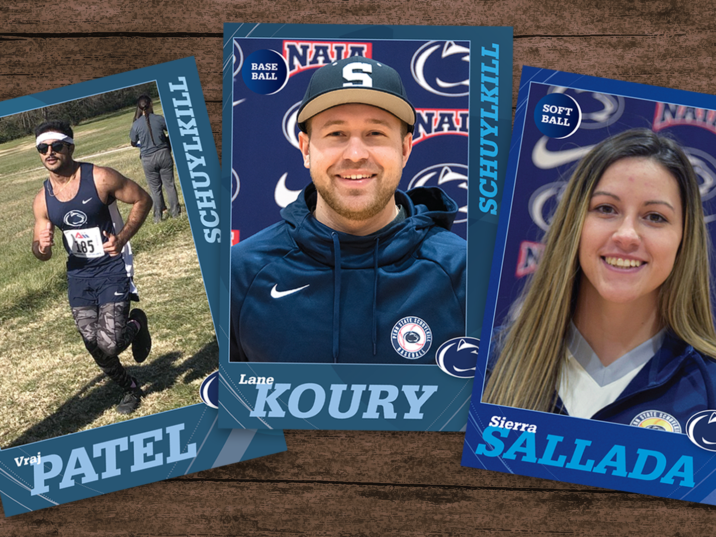 Penn State Schuylkill athletes depicted in baseball trading cards