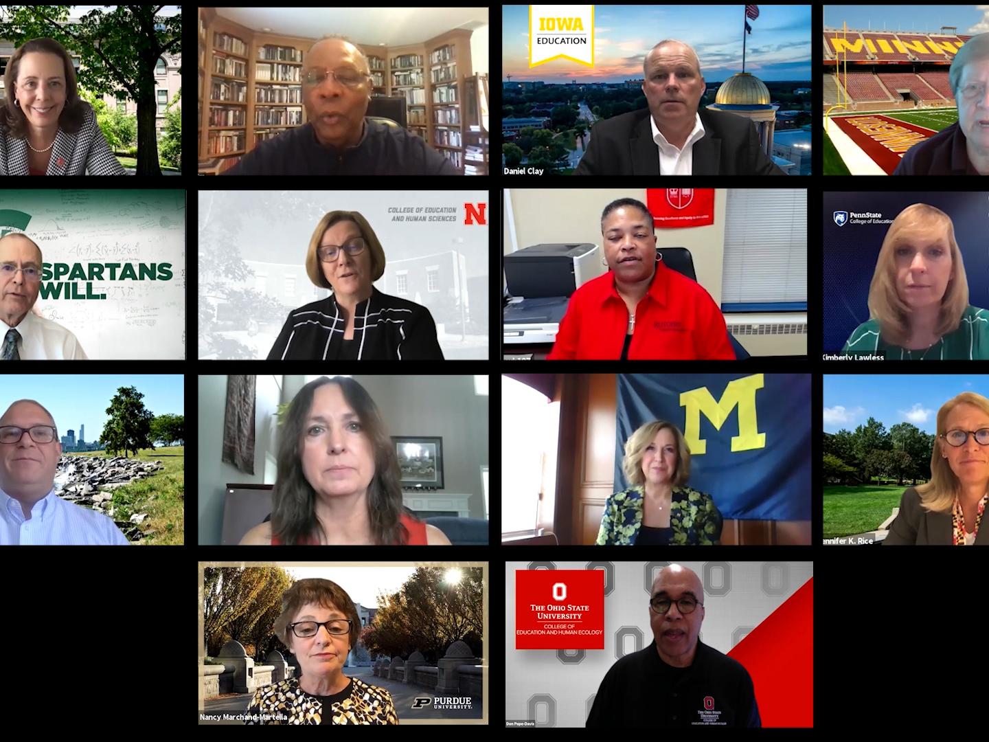 Zoom gathering of Big Ten College of Education deans