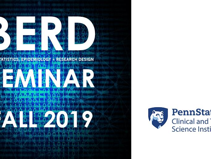 Binary code (0s and 1s) in blue with the words "BERD SEMINAR FALL 2019" over top of it