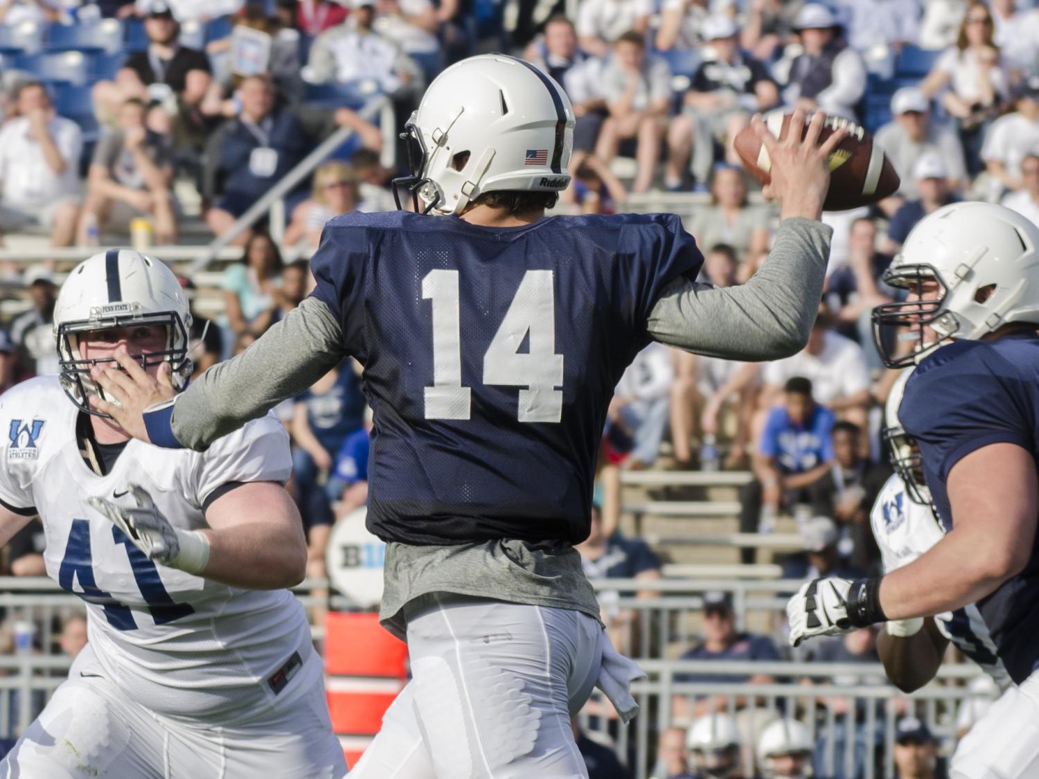 Christian Hackenberg throwing a pass