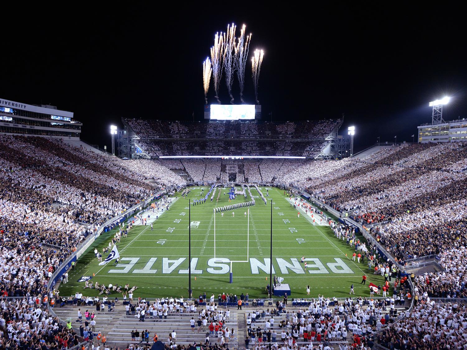 Beaver Stadium at night