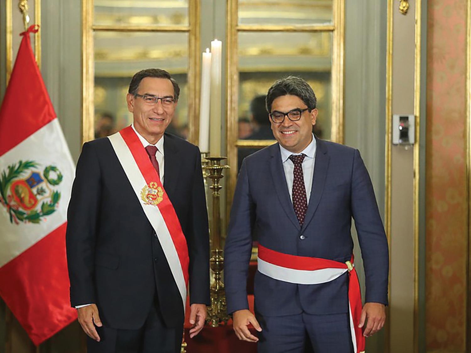 Peruvian President Martín Vizcarra, left, and Penn State alumnus Martin Benavides