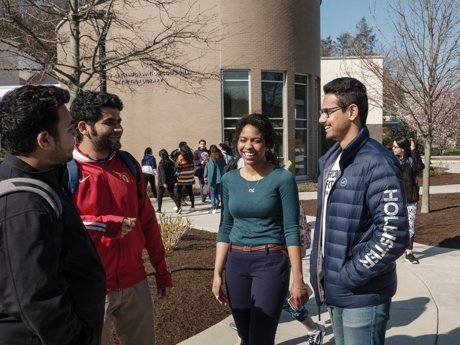 Students talking outside
