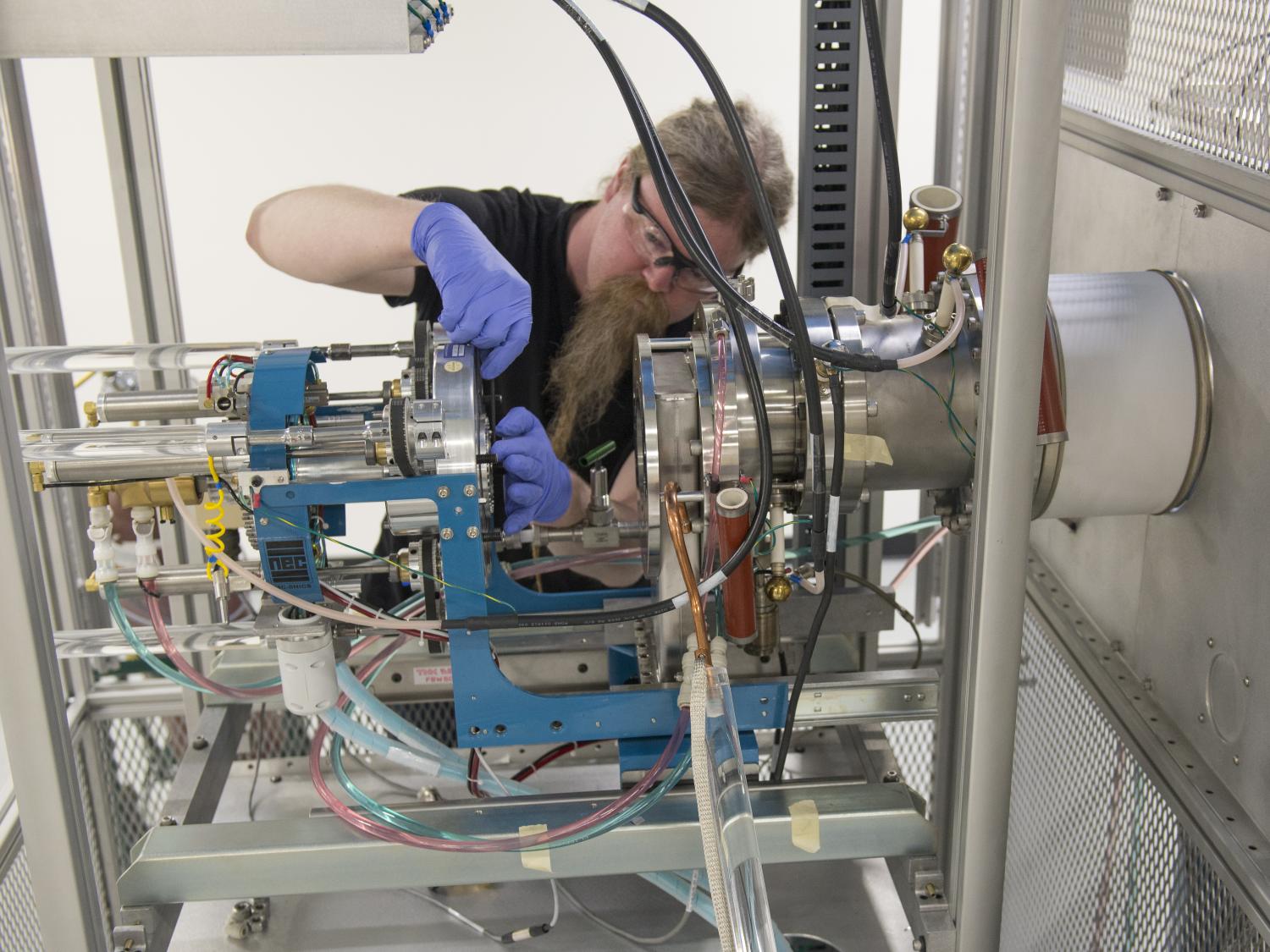 Brendan Culleton working on the Accelerator Mass Spectrometer in the Radiocarbon Laboratory.