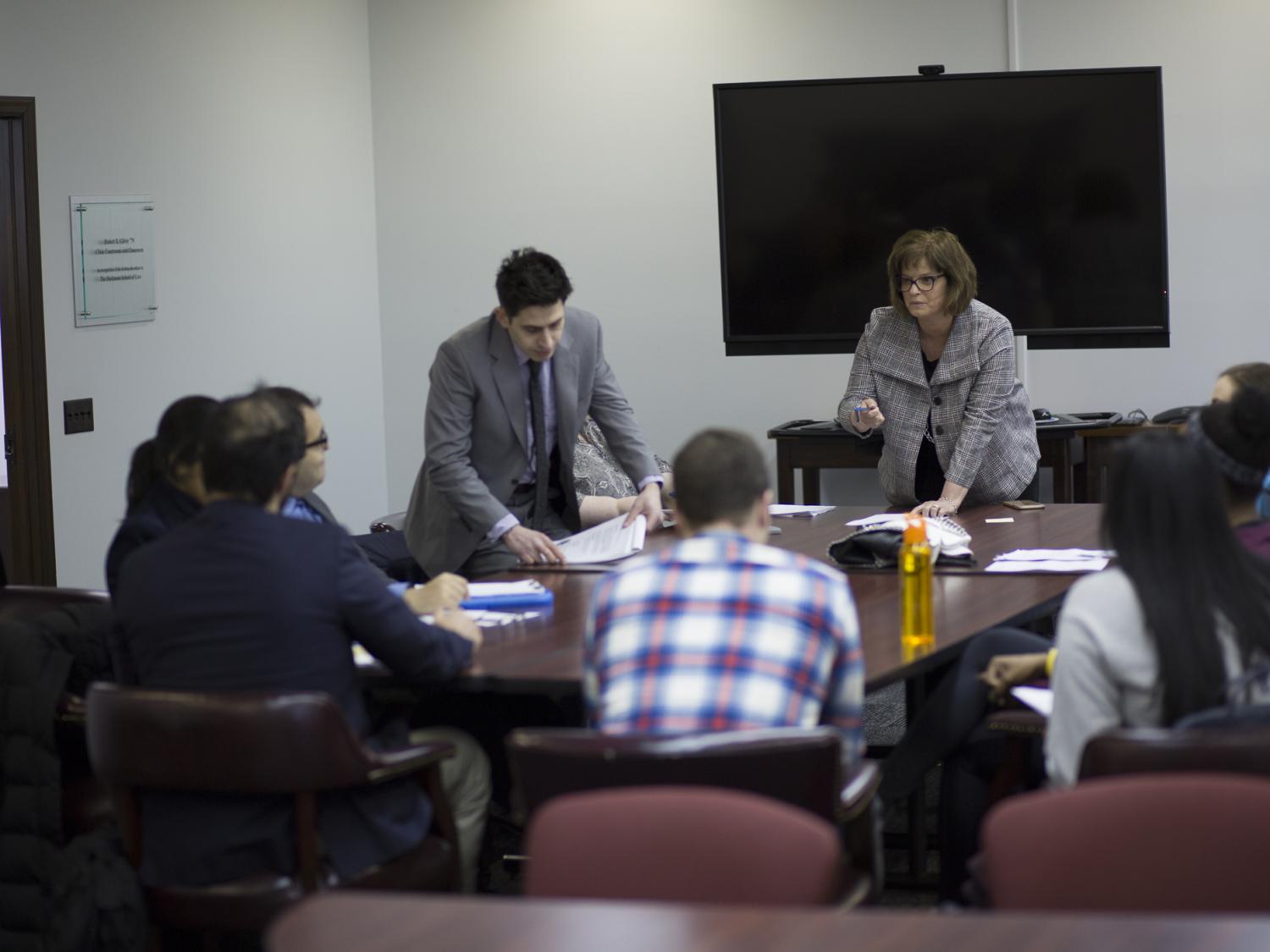 Professor of Clinical Law Lucy Johnston-Walsh debriefs with Dickinson Law students and child and adolescent psychiatric fellows from Penn State Health Milton S. Hershey Medical Center