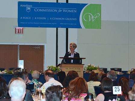 Penn State Laureate Susan Russell gives the keynote address at the ninth annual Commission for Women awards luncheon 