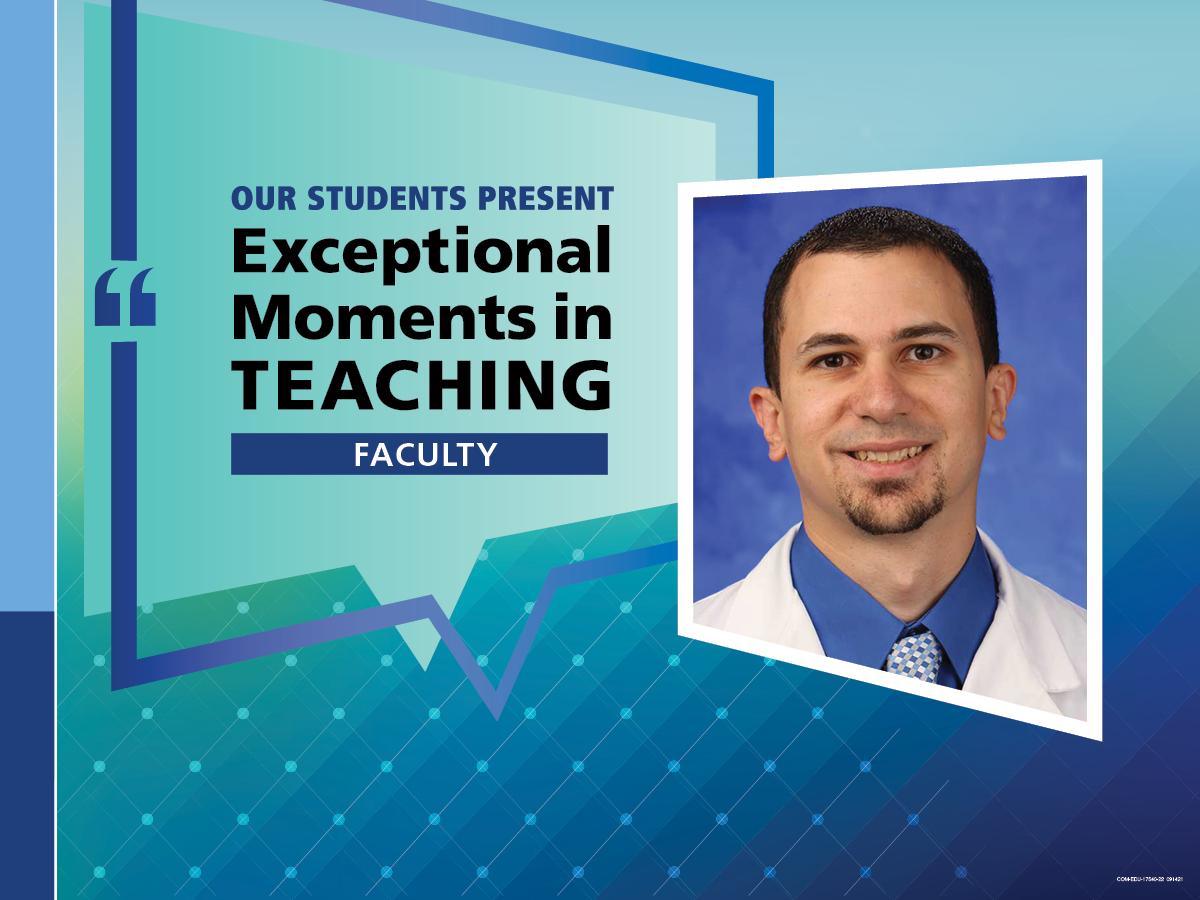 A headshot of Dr. Anthony Bonavia positioned in a graphic with the words "Exceptional Moments in Teaching"