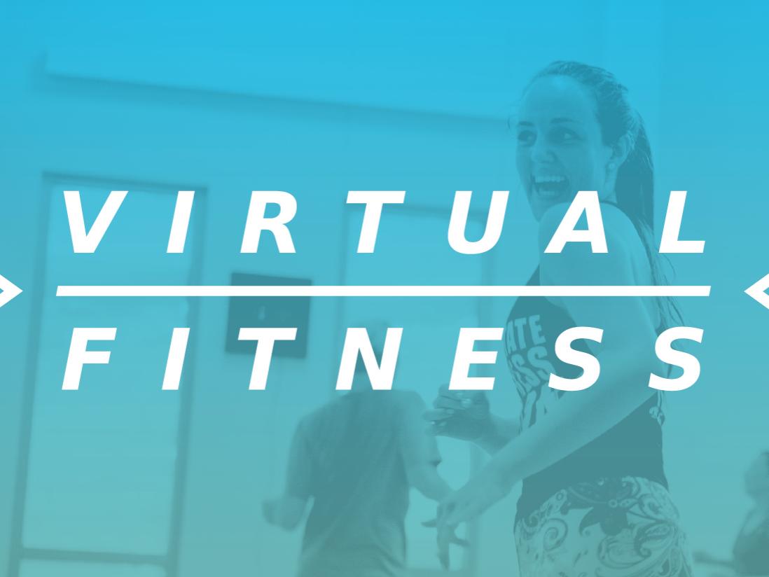 Virtual Fitness graphic with faded image as background