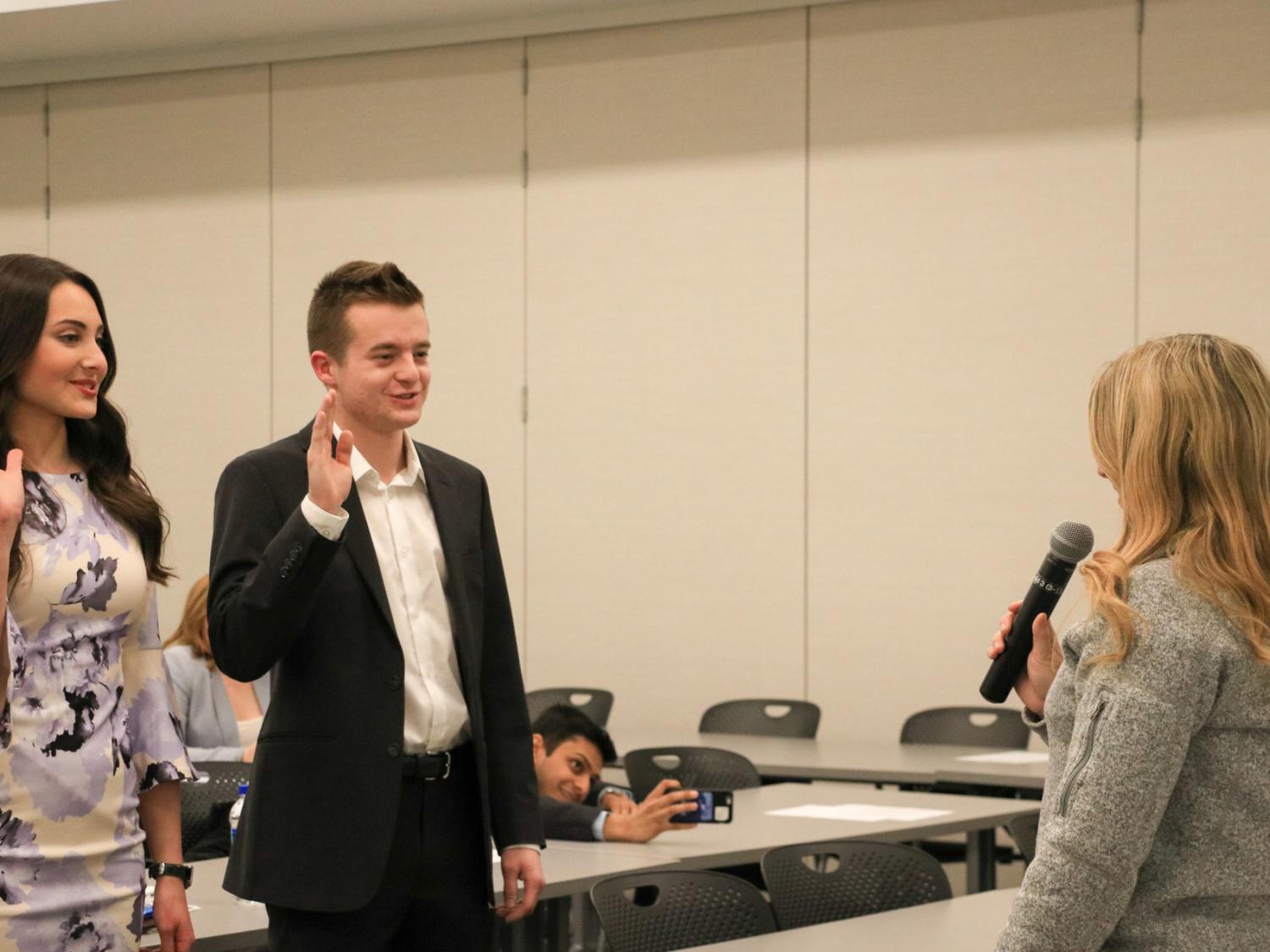 Cody Heaton gets sworn in as UPUA President.