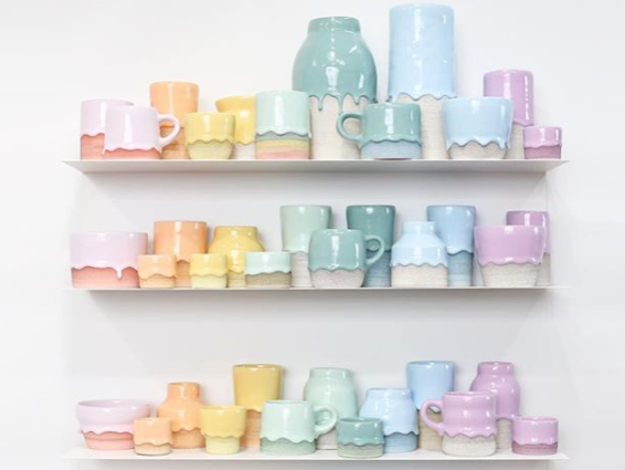 Pottery on a shelf