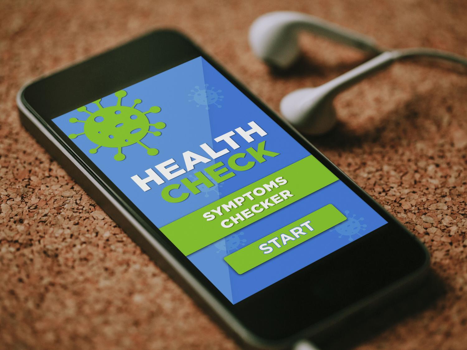 A cell phone displaying a symptom checker app