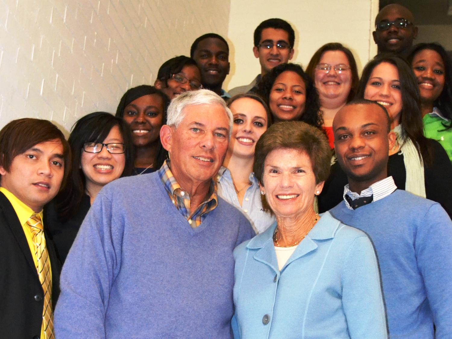 Gene and Roz Chaiken with scholarship students 
