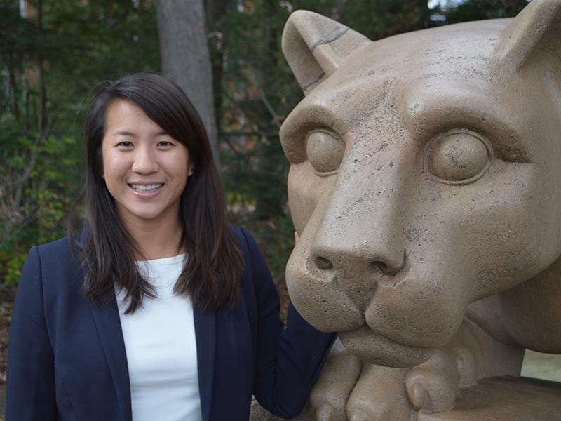 Angela Chang at Nittany Lion Shrine