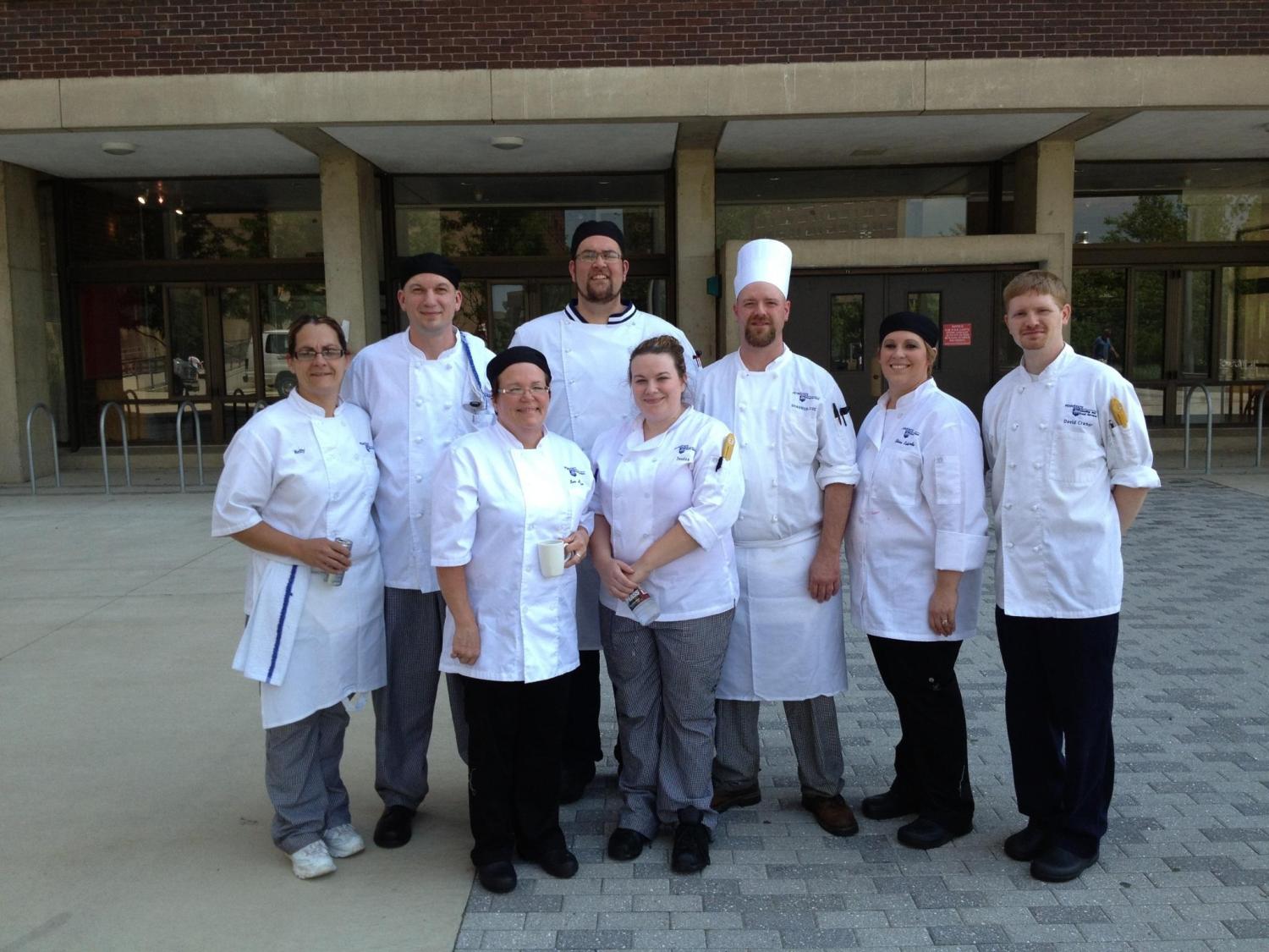 Eight Penn State chefs pose 