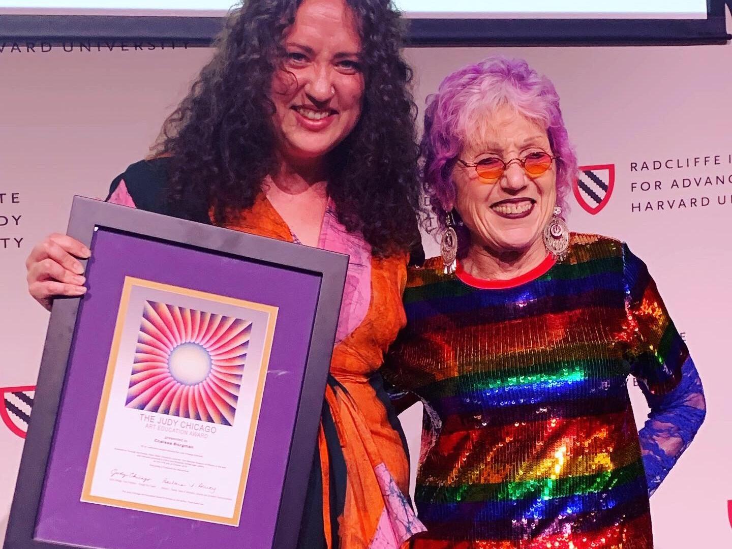 Chelsea Borgman receiving Judy Chicago Award