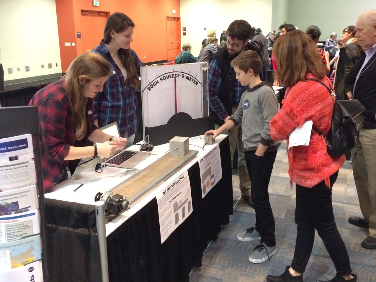child uses hands-on activity related to earthquake science
