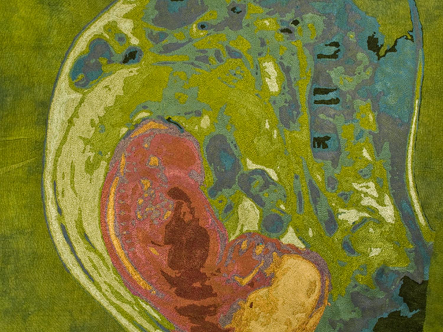 “In Utero,” a textile piece by Paula Chung, 48 inches by 48 inches.
