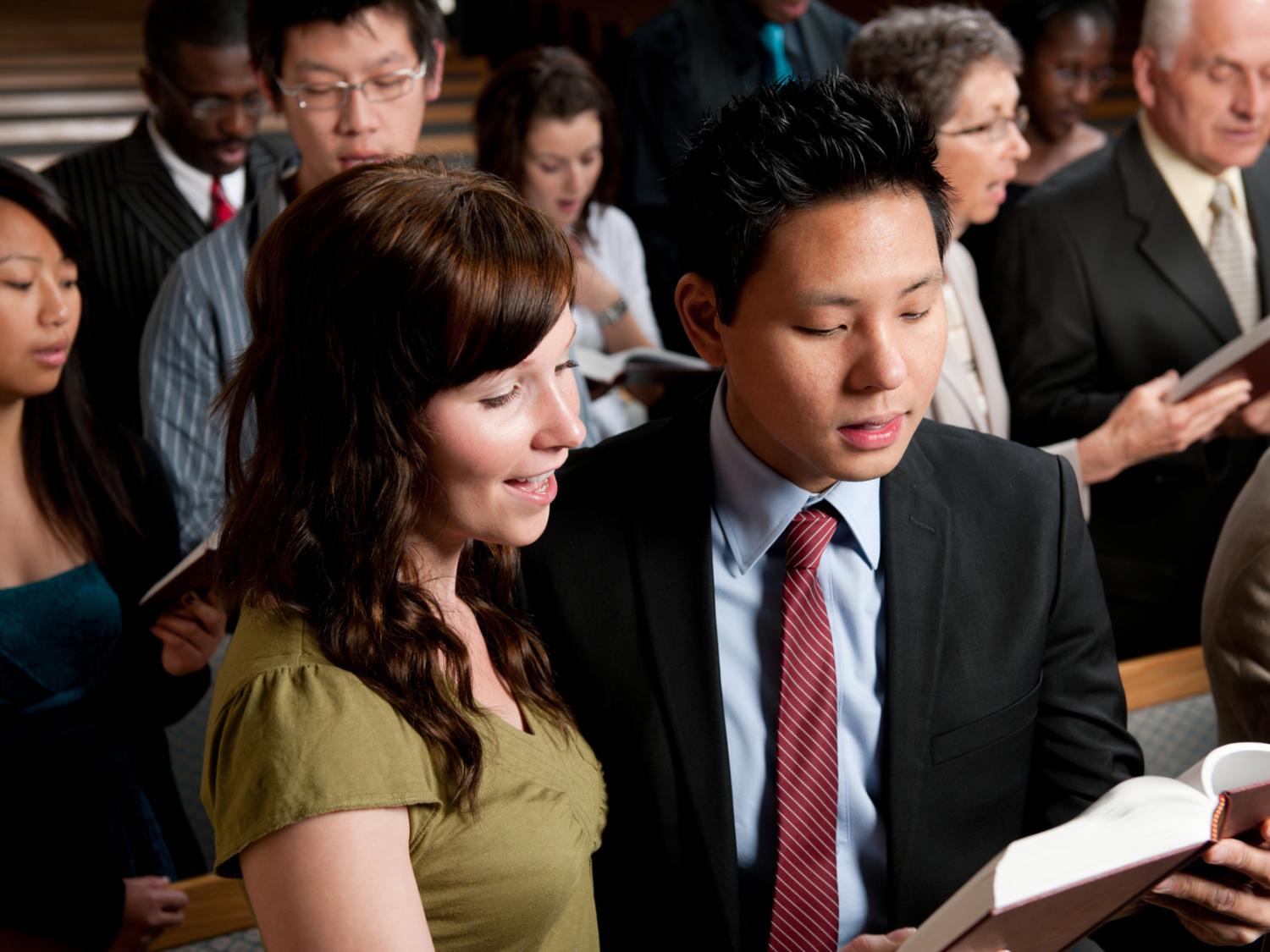 International students at a church
