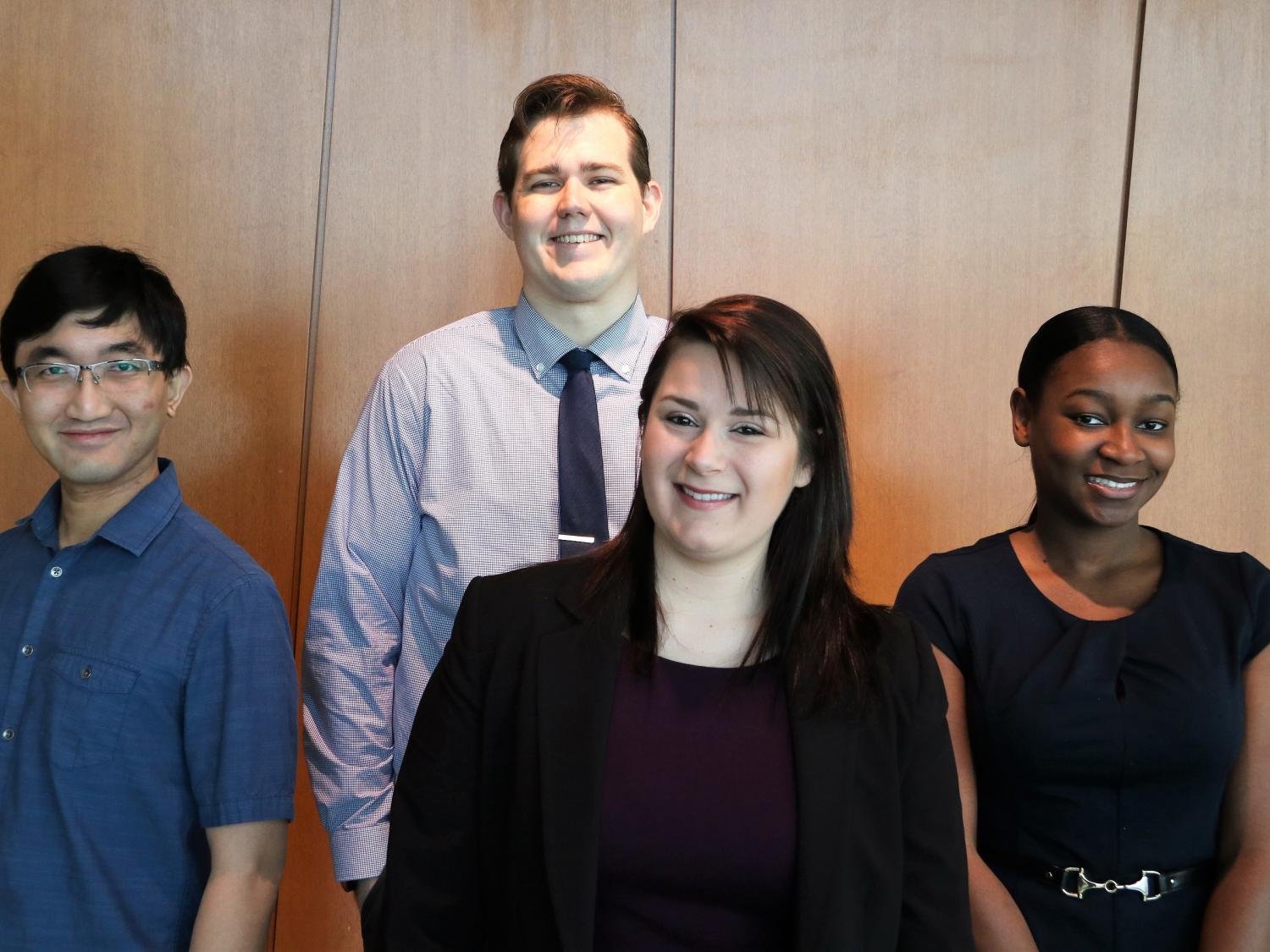 Civil Rights Clinic students Andy Low, Patrick Stickney, Rachel Naquin, and Theresa Dorsainvil. Not pictured is fellow clinic student Misti Howey.