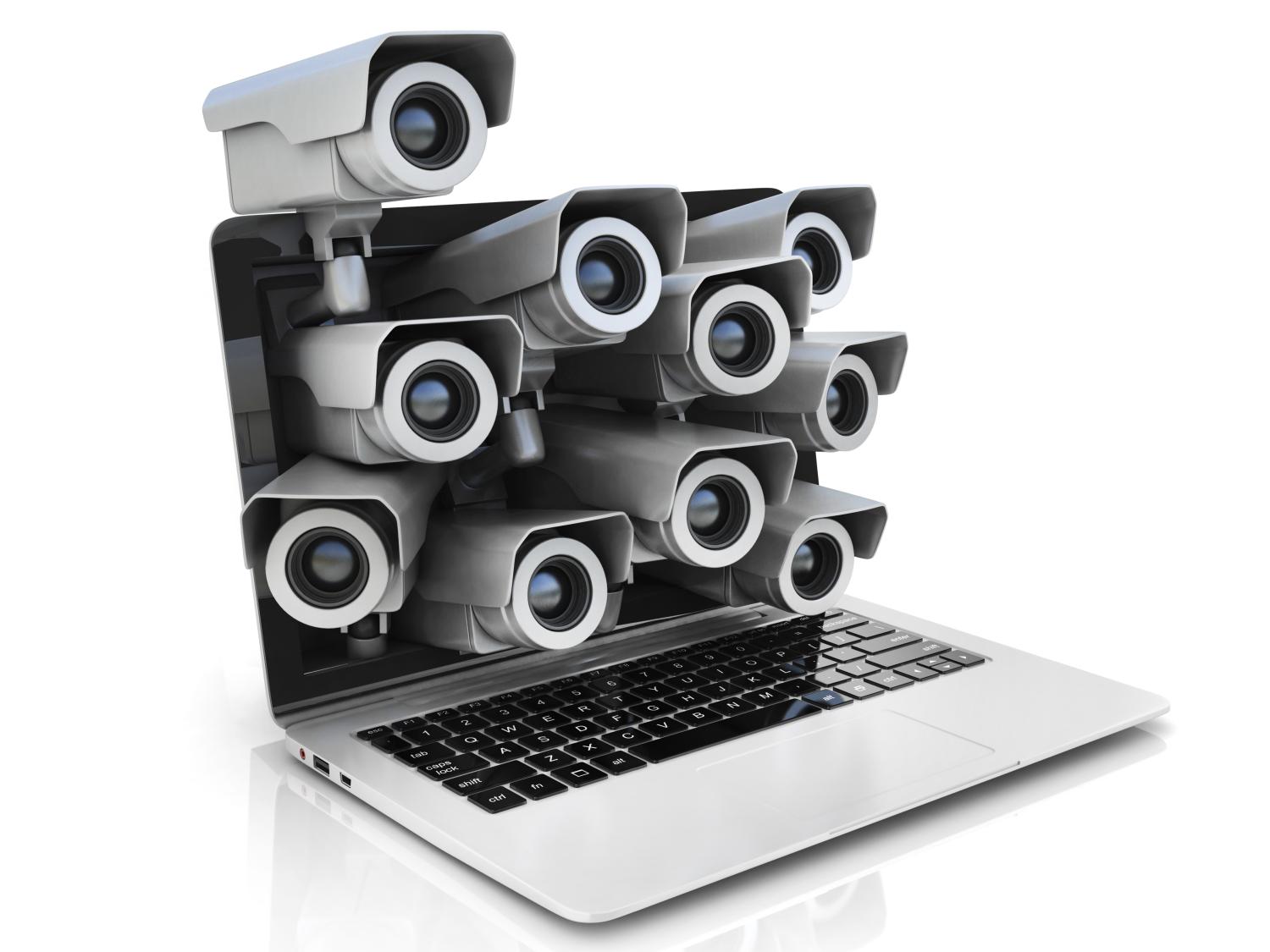 security cameras on laptop