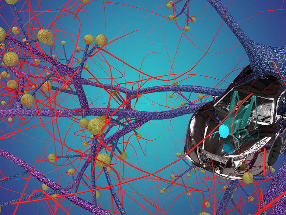 illustration of stylized auto and dentritic nerve cell