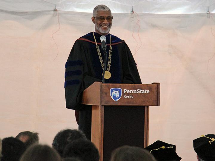 Chancellor George Grant, Jr gives brief remarks during Berks' convocation ceremony.