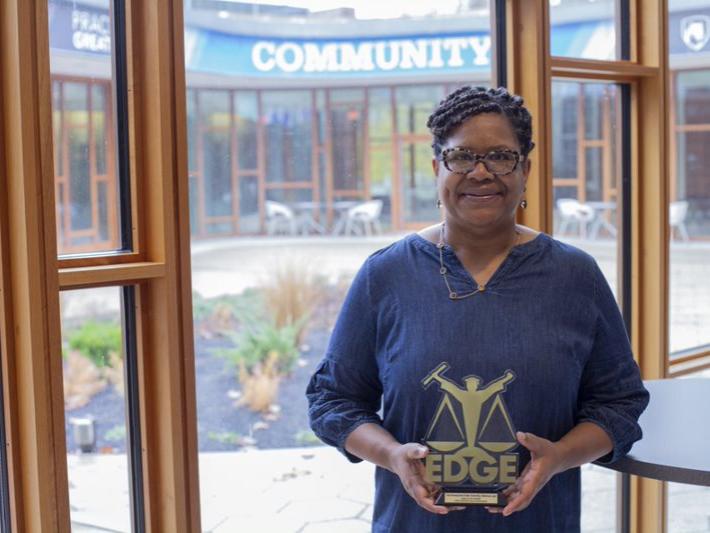 Dickinson Law Dean and Donald J. Farage Professor of Law Danielle M. Conway accepted a CLEO EDGE award