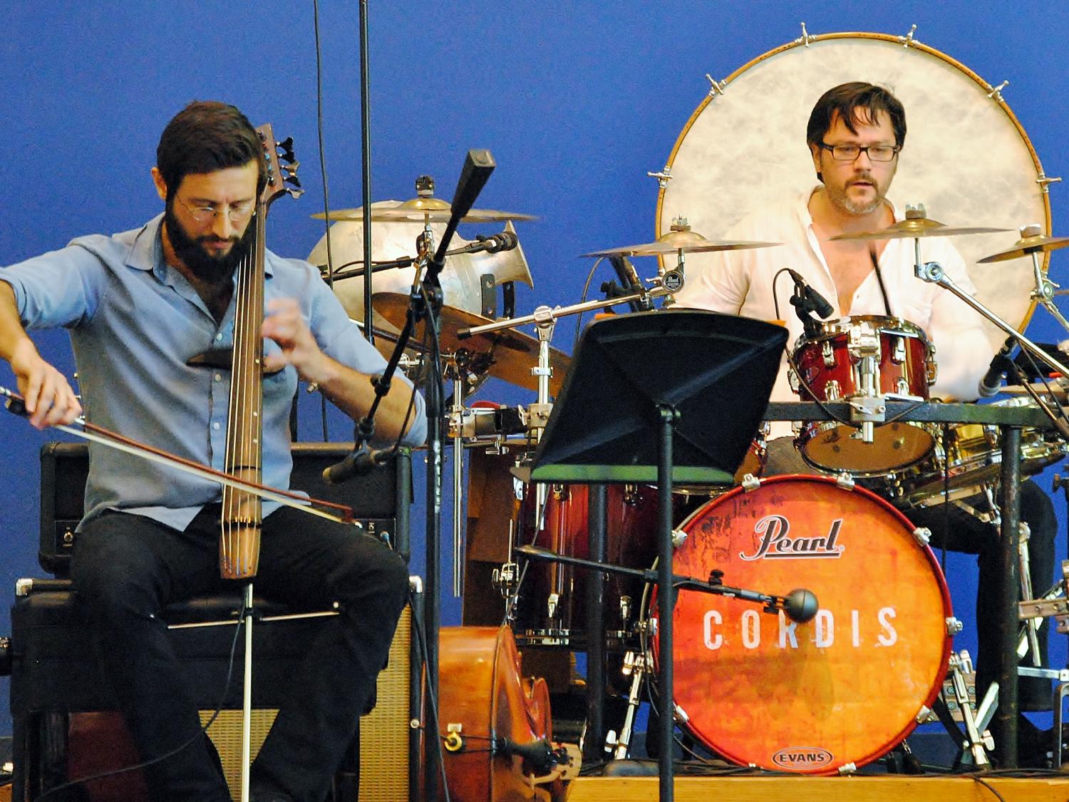 A bassist and drummer perform at Music at Noon: The Logan Series at Penn State Behrend