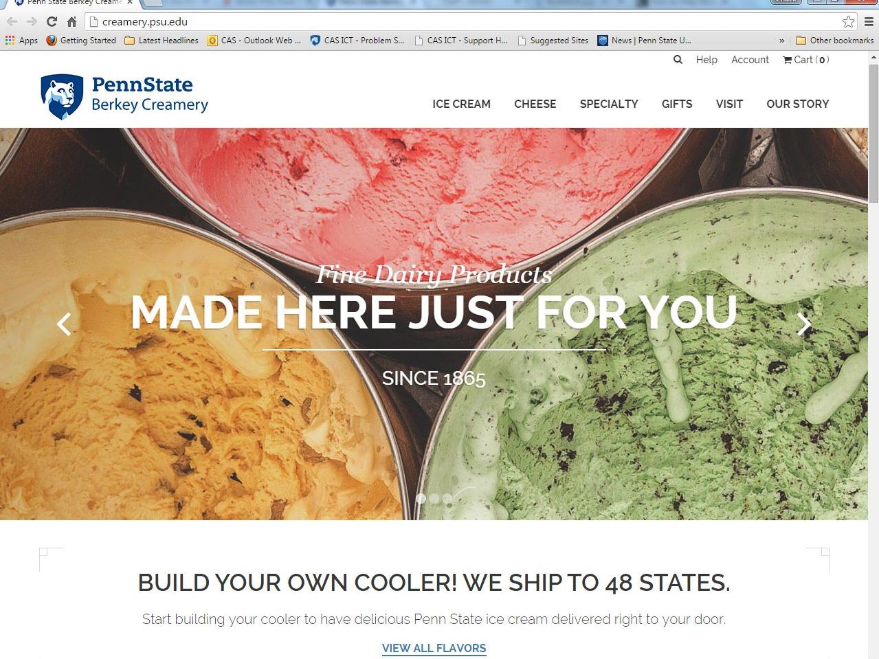 Creamery website screen shot
