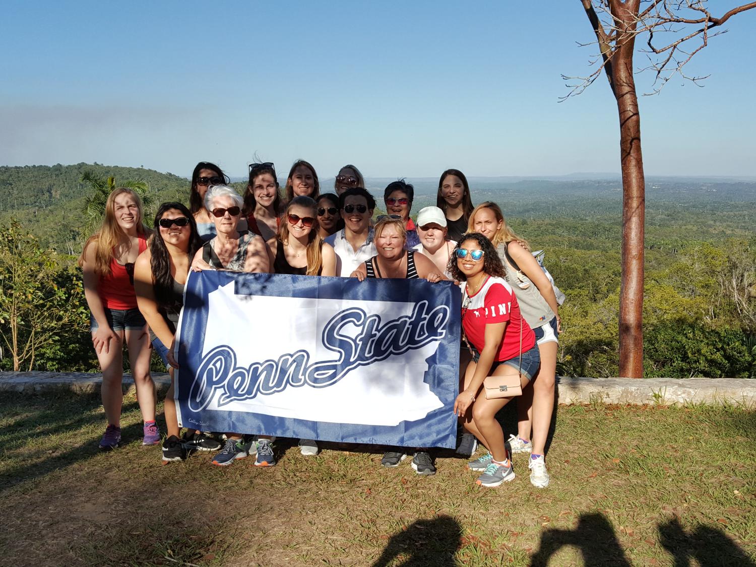 Students and faculty members show off their Penn State pride during a visit to Havana, Cuba, as part of the embedded course NURS 499: Foreign Study.