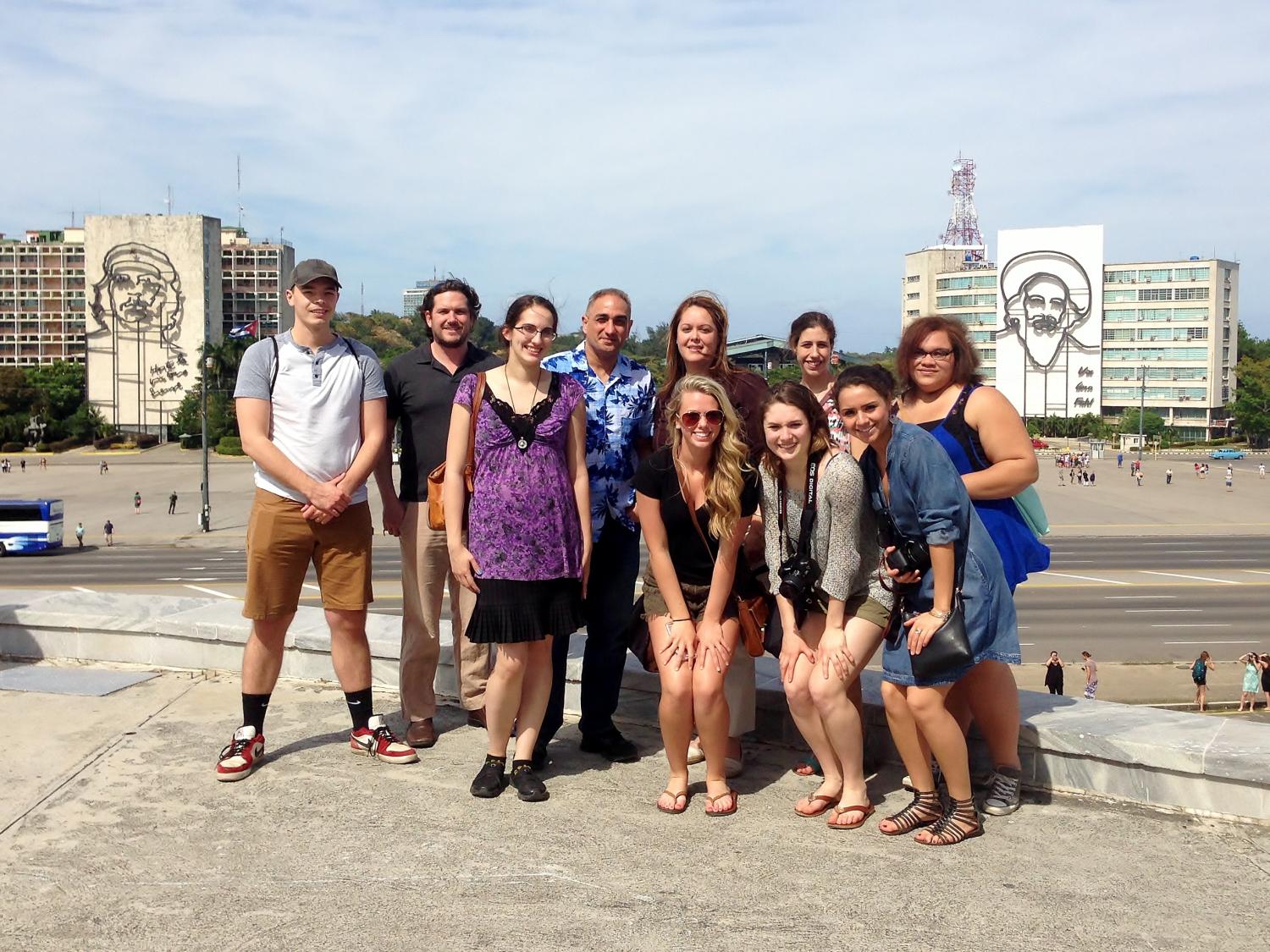 A group of Penn State Behrend students pose while visiting Cuba.