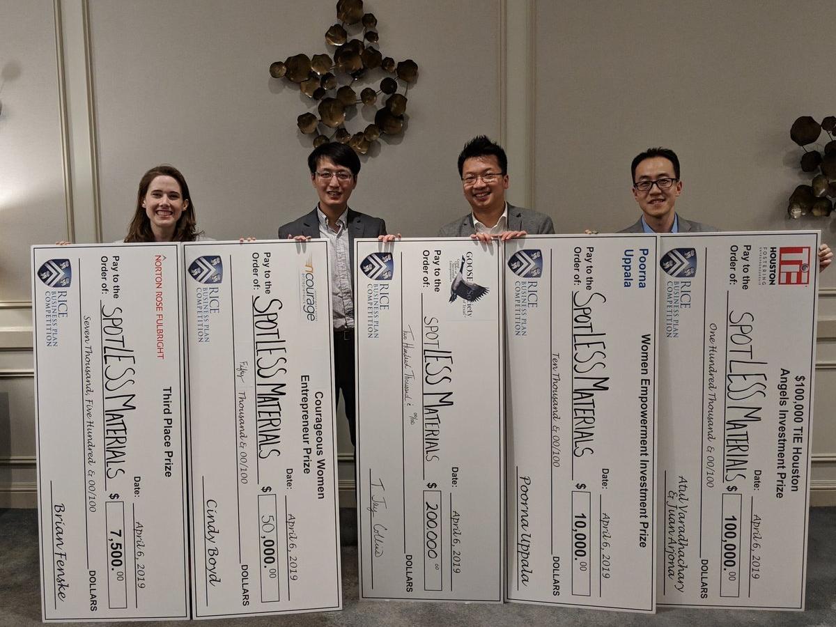 Penn State startup, spotLESS Materials, wins $367K at the 2019 Rice Business Plan Competition on April 6.