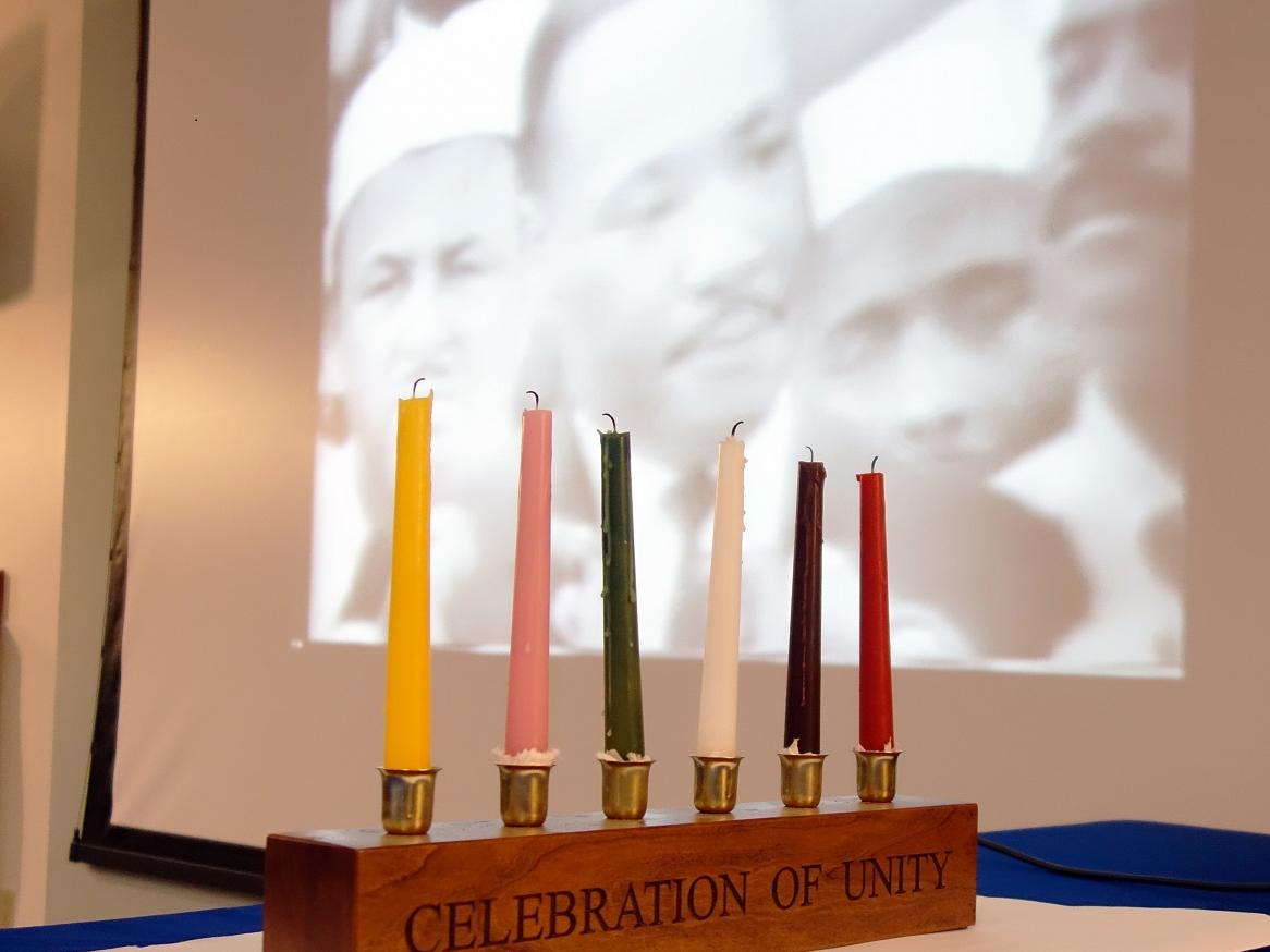Unity candle on table