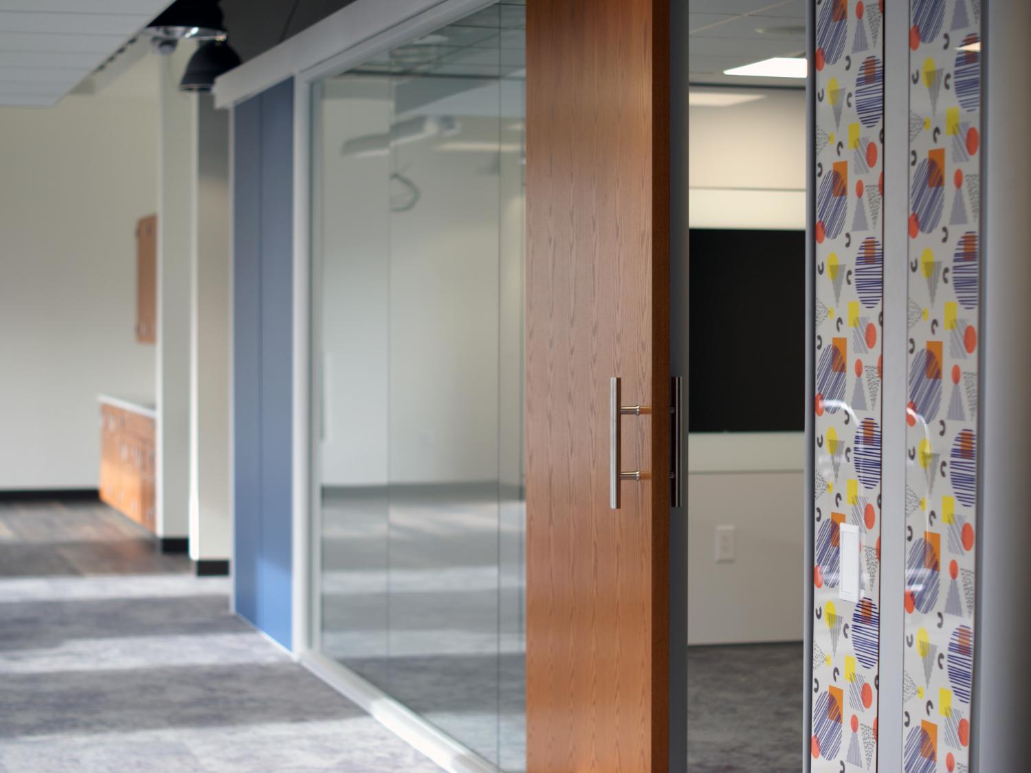 Open door of a conference center in the entreprenerial center