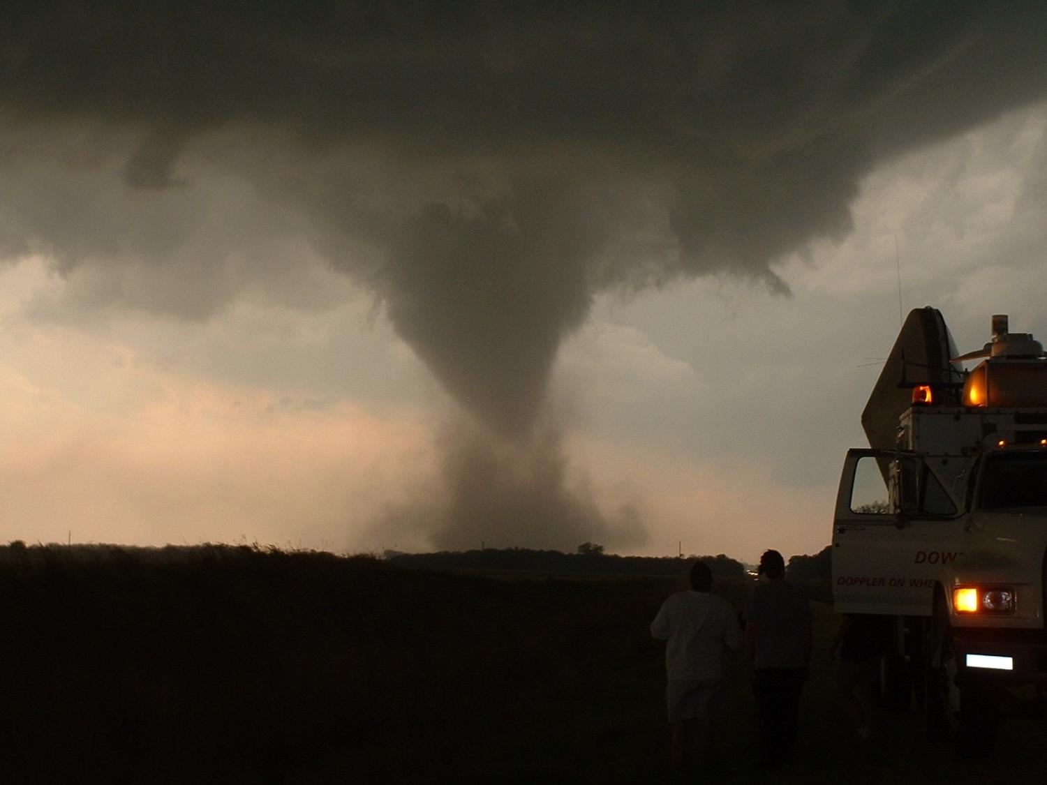 A tornado in Attica, Kansas on May 12, 2004