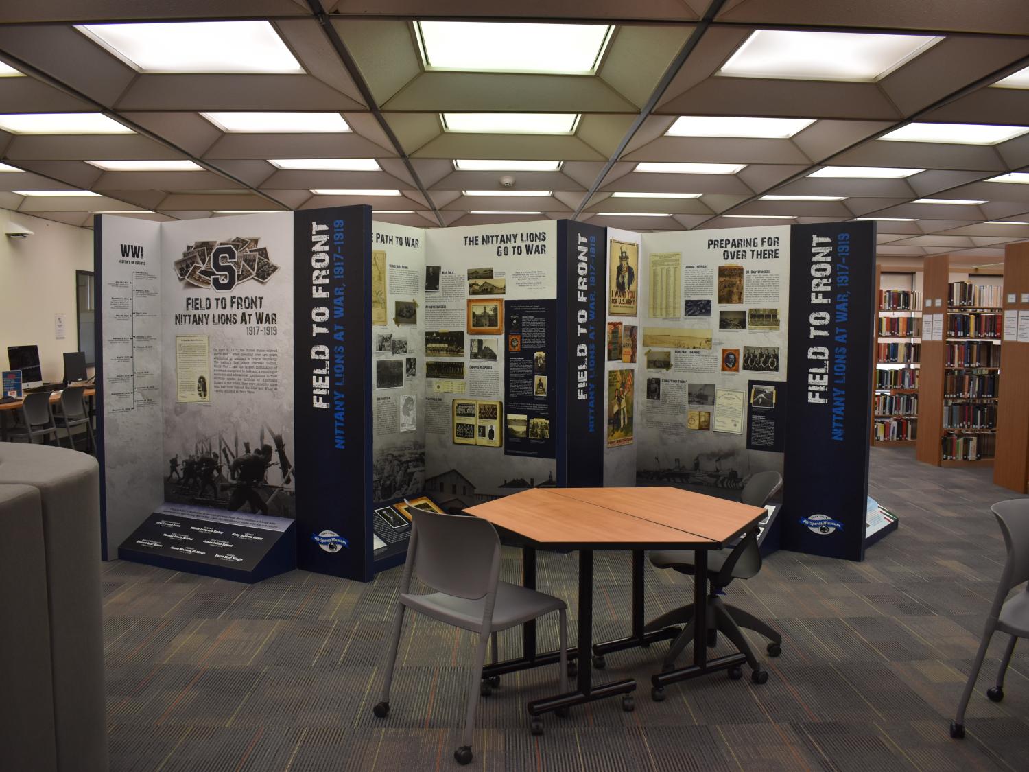 The Field to Front mobile exhibit in the Penn State DuBois Library. 