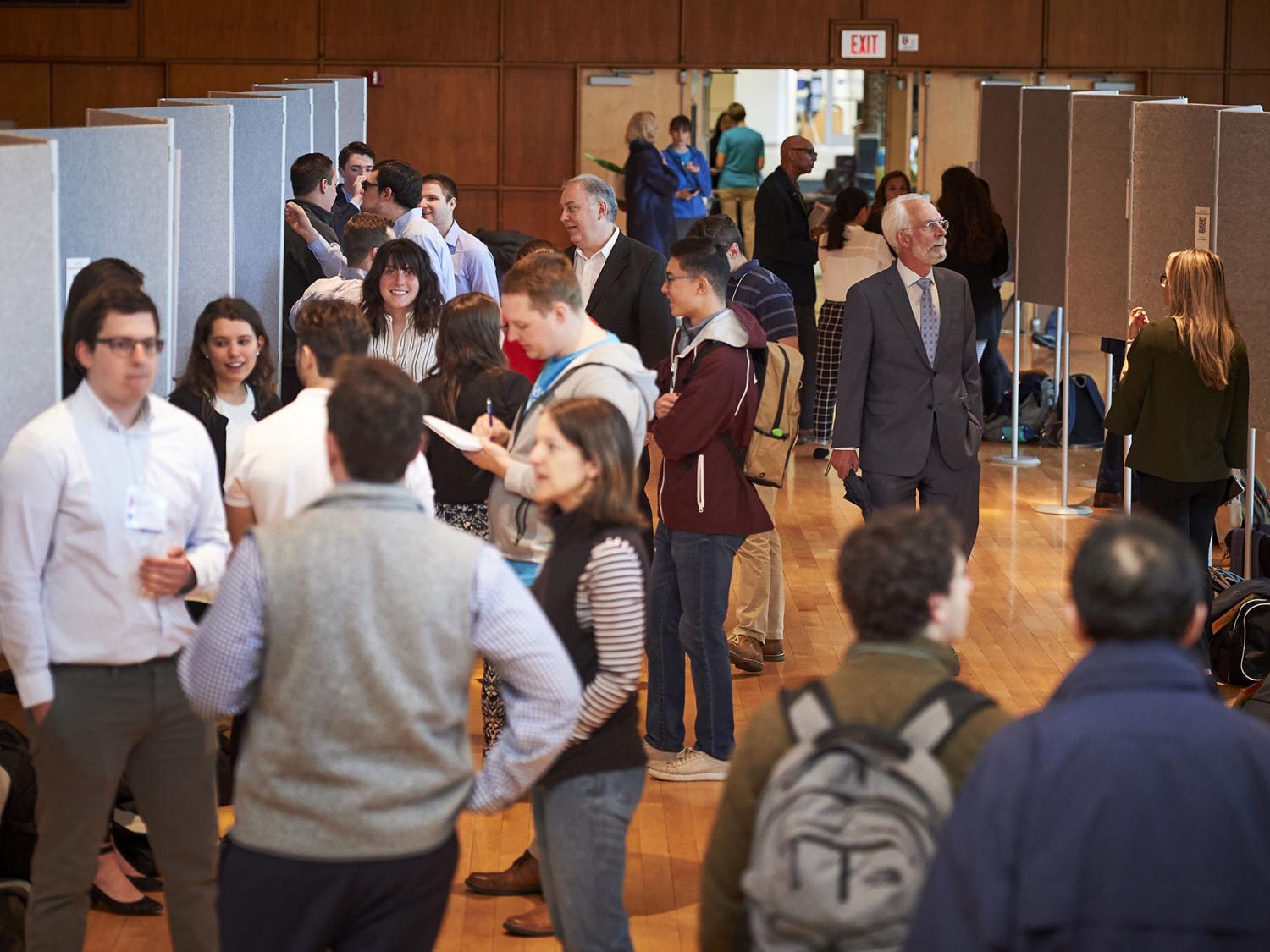 Students presenting Engagement posters in Alumni Hall