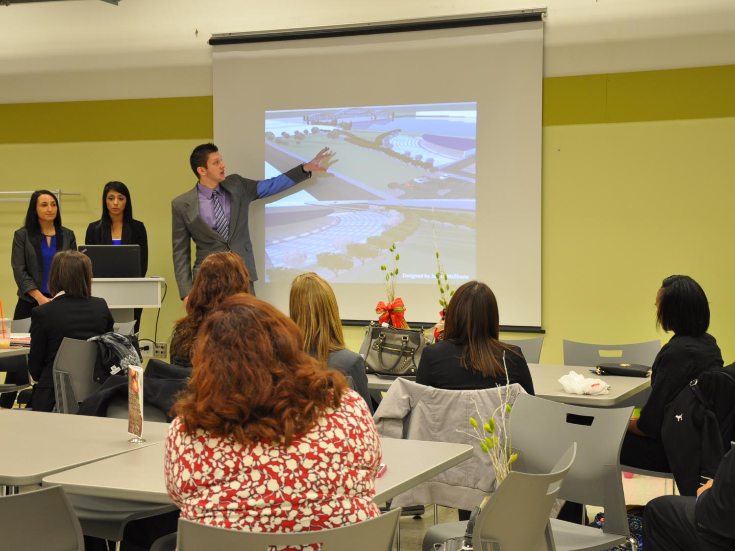 male student at white board