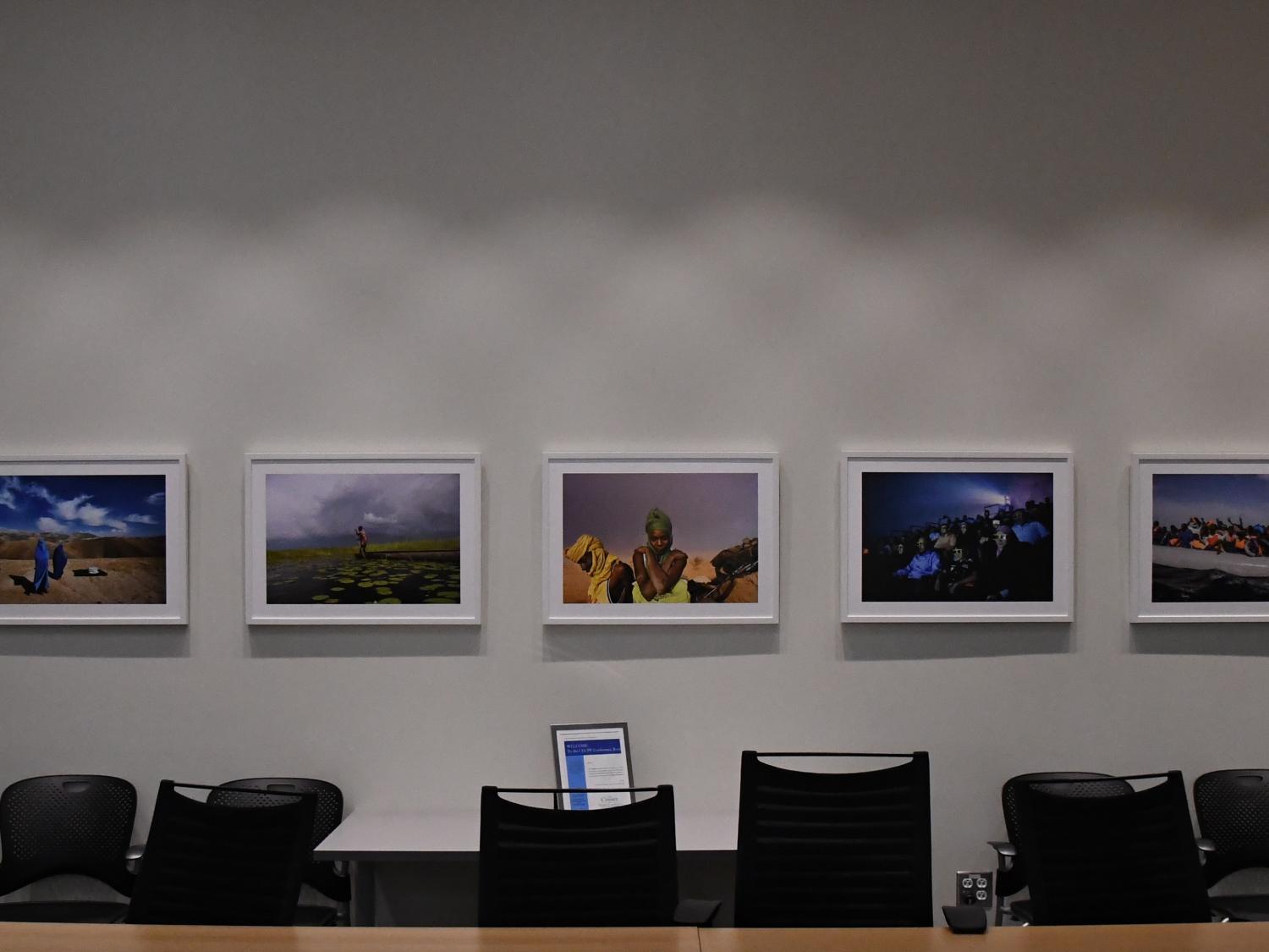Penn State Reads photo exhibition in 102 HUB, University Park. 