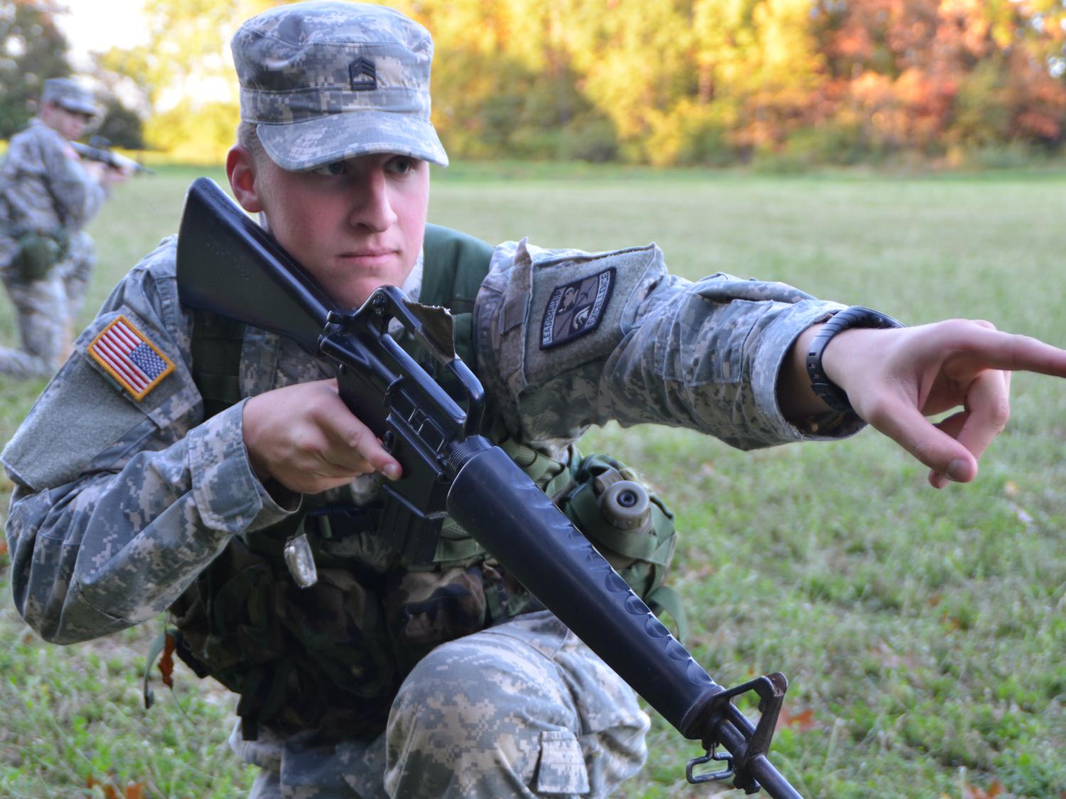Army ROTC cadet leads field exercise