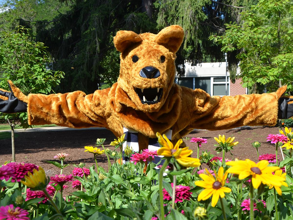 Nittany Lion with flowers