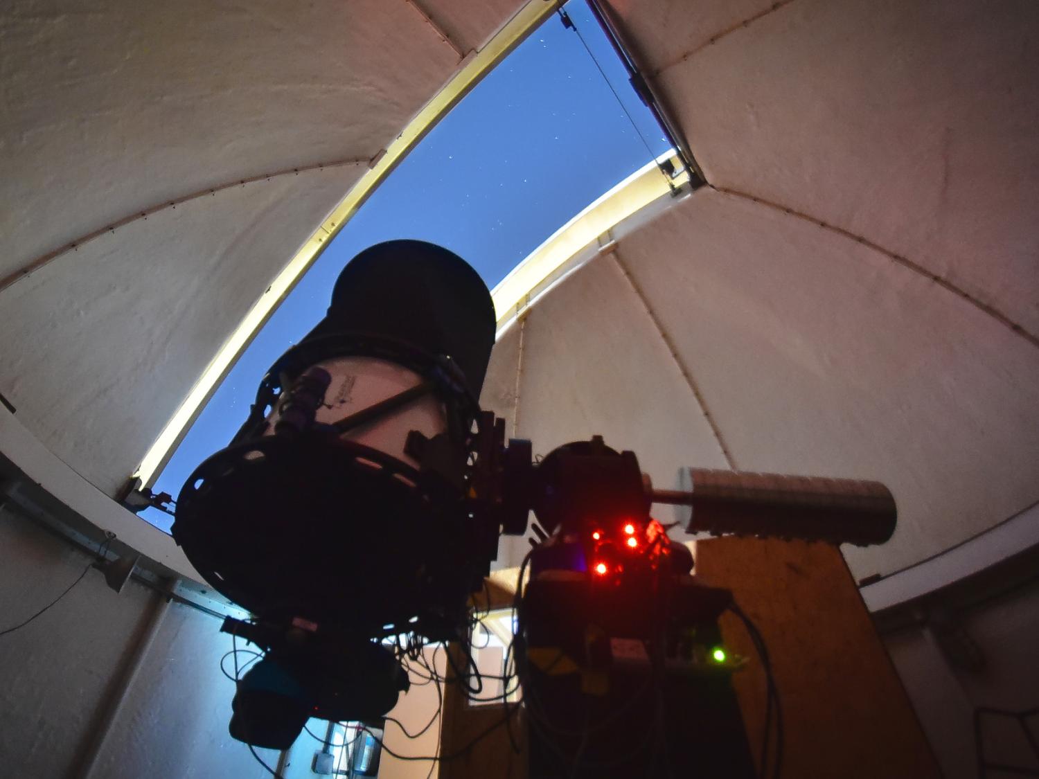 A telescope pointed at the sky.